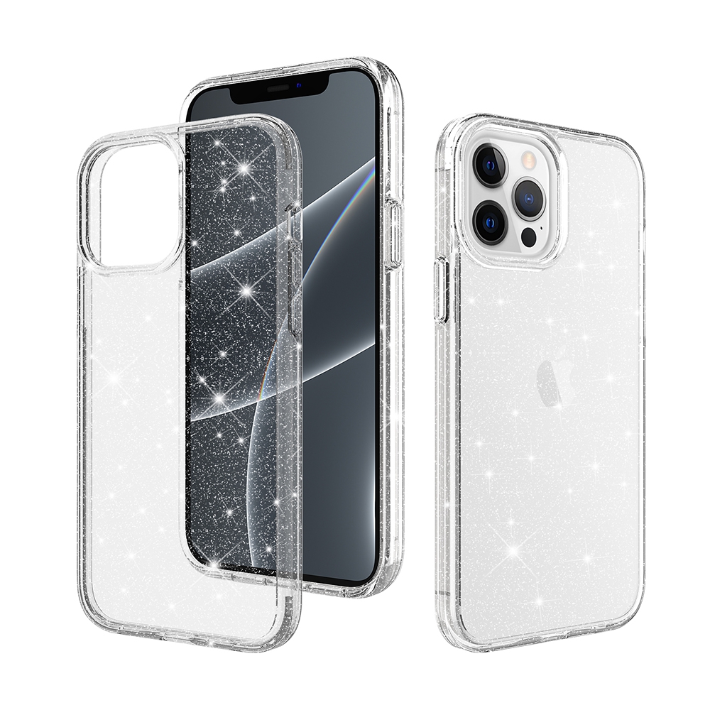 Ultimate Glitter Shockproof Case Cover for iPhone 13 Pro Max-Clear Black