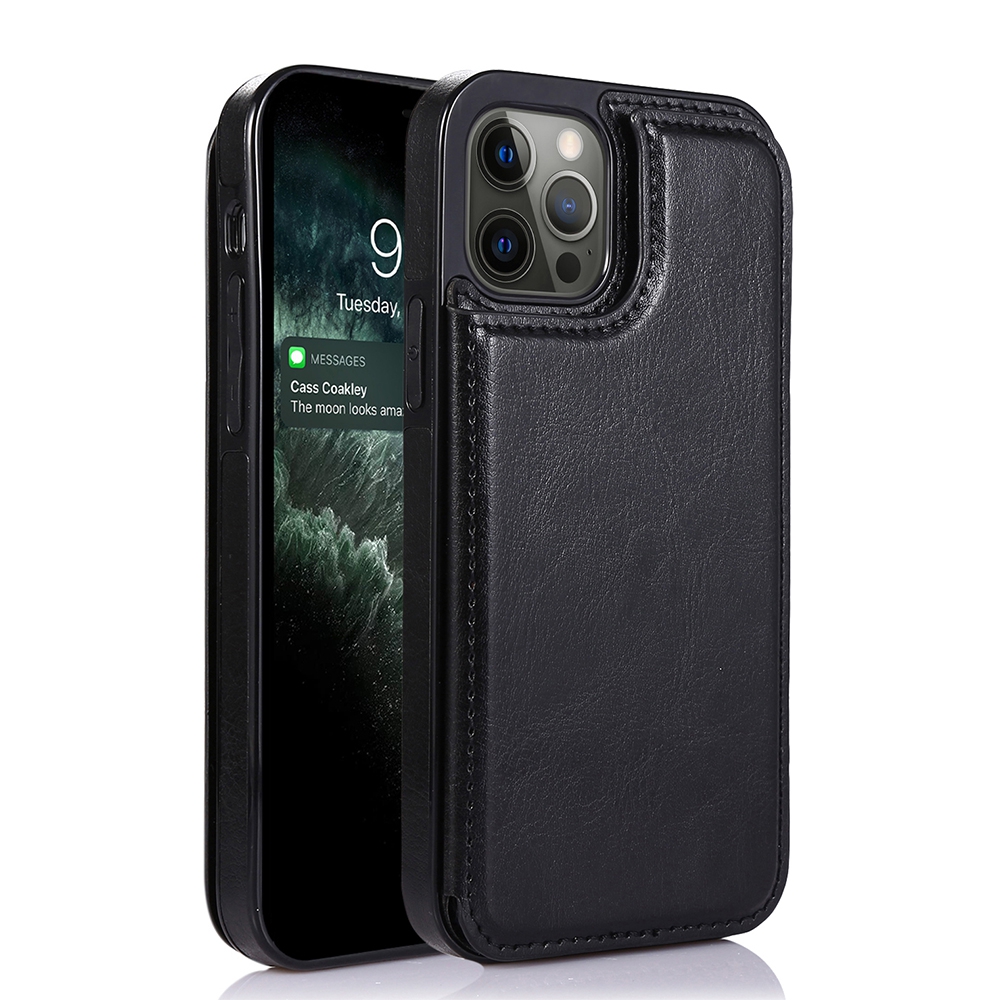Back Flip Leather Wallet Cover Case for iPhone 14 Pro-Blue