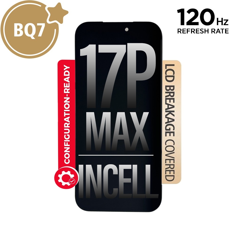BQ7 Diagnosable Incell LCD Assembly for iPhone 17 Pro Max Screen Replacement (120HZ,Configuration Ready)
