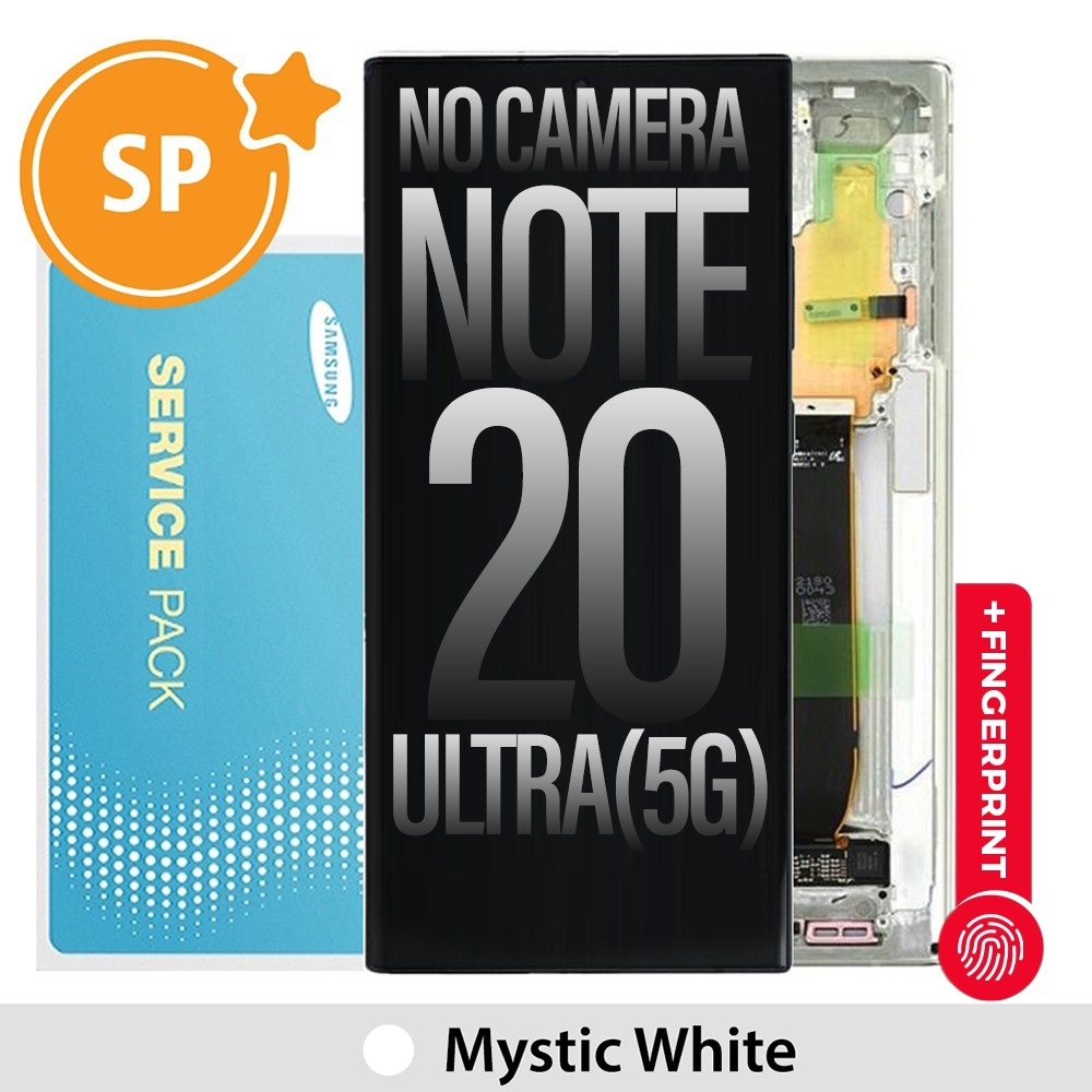 Samsung Galaxy Note20 Ultra N985F/N986B OLED Screen Replacement with Frame GH82-23622C/GH82-23596C/GH82-31461C/GH82-31453C/GH82-31458C (Service Pack)-Mystic White