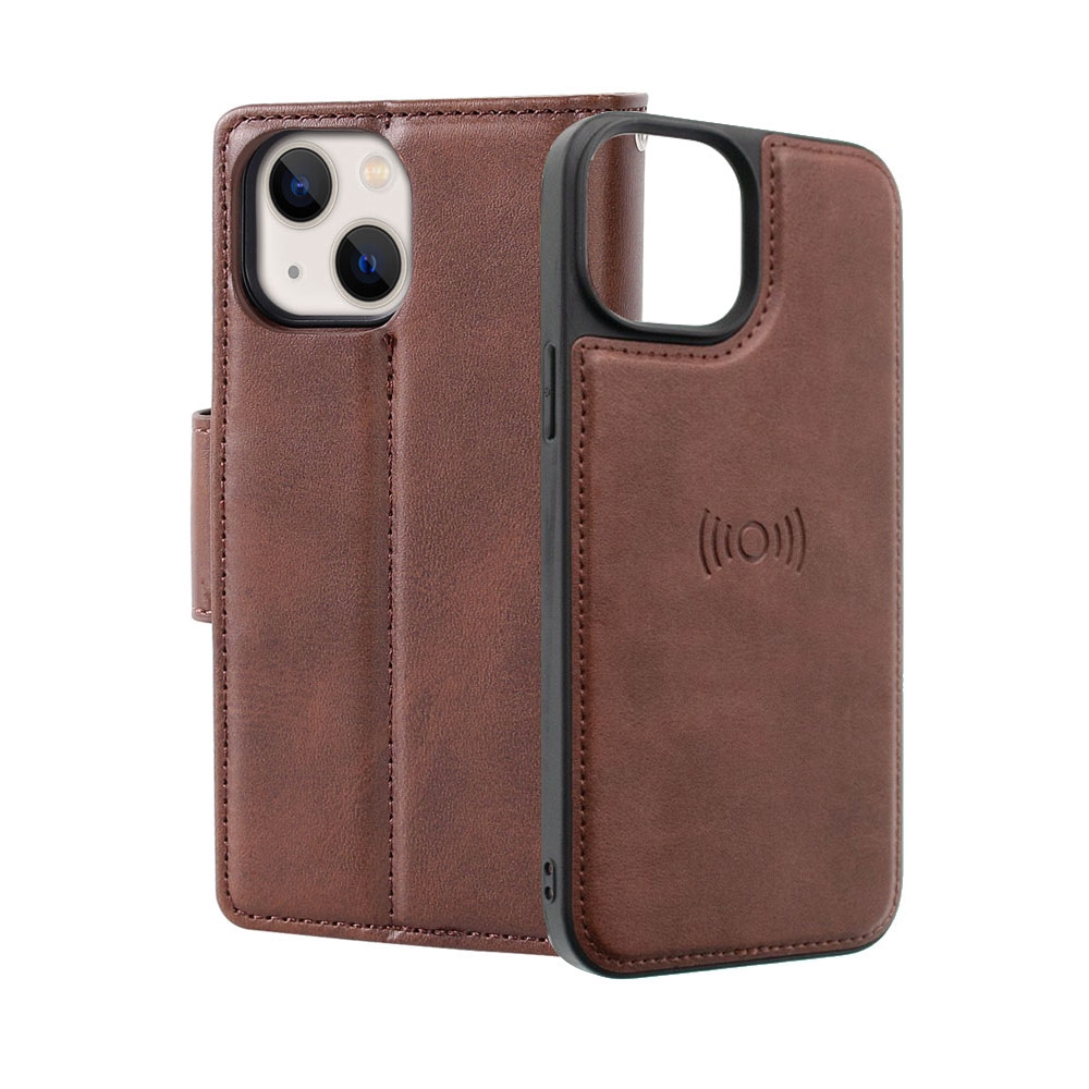 Hanman 2 in 1 Detachable Magnetic Flip Leather Wallet Cover Case for iPhone 13 / 14 / 15-Black