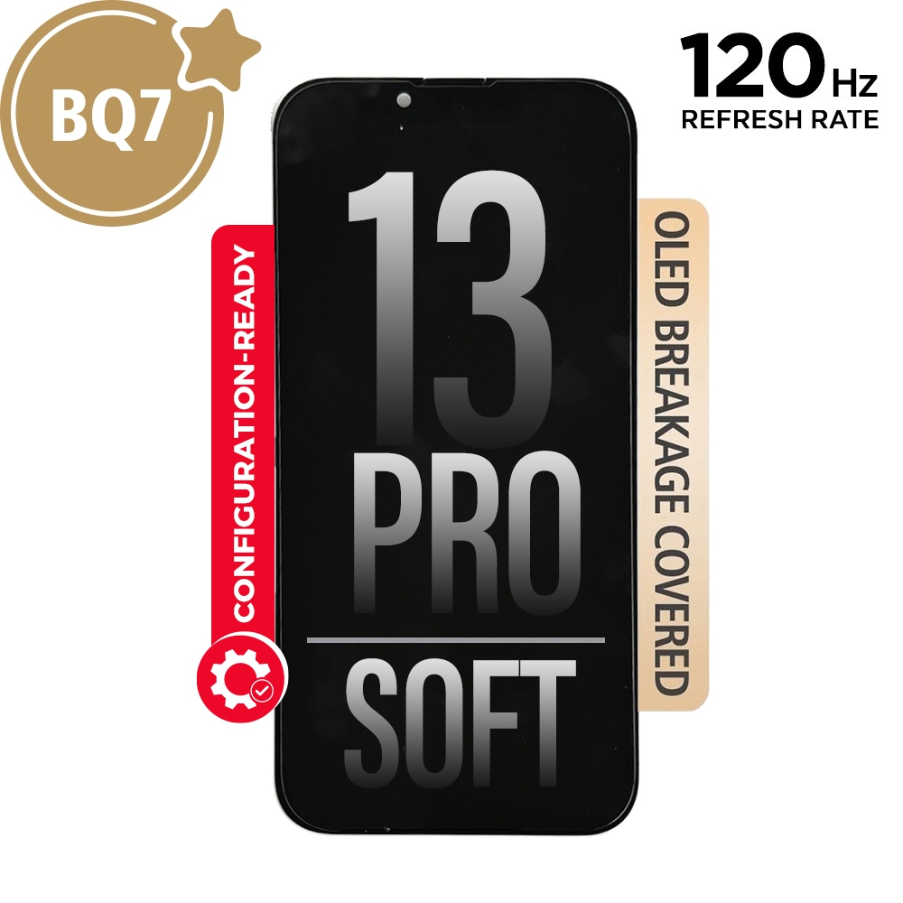 BQ7 Diagnosable Soft OLED Assembly for iPhone 13 Pro Screen Replacement (120HZ, Configuration Ready)