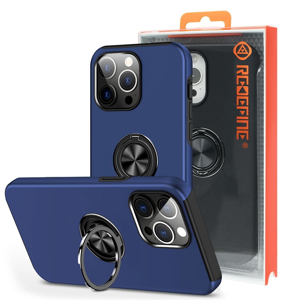 Magnetic Ring Holder Shockproof Cover Case for iPhone 15 Pro-Navy