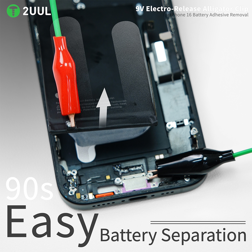 2UUL PW03 9V Electro-Release Alligator Clip with Type-C Port for iPhone 16 Battery Adhesive Removal