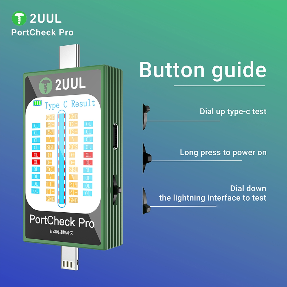 2UUl PW31 PortCheck Pro 5V / 2A Type-C / Lighting Interface Automatic Tail Plug Detector
