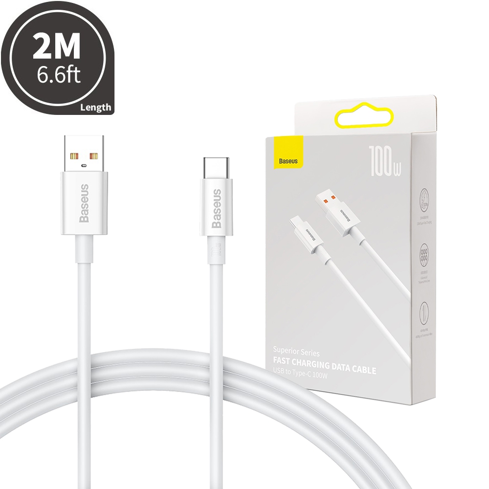Baseus Superior Series Fast Charging Data Cable USB to Type-C 100W 2M-White
