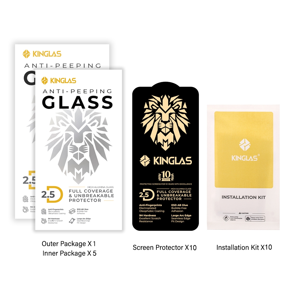 iPhone 16 Pro / 17 / 17 Pro Kinglas 2.5D Full Coverage Silk Printing Privacy Tempered Glass Screen Protector