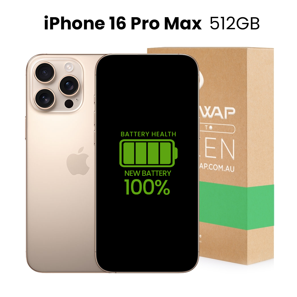 Apple Used Fully Functional iPhone 16 Pro Max 512GB 100% New Battery - Grade B+ (Excellent)-Desert Titanium