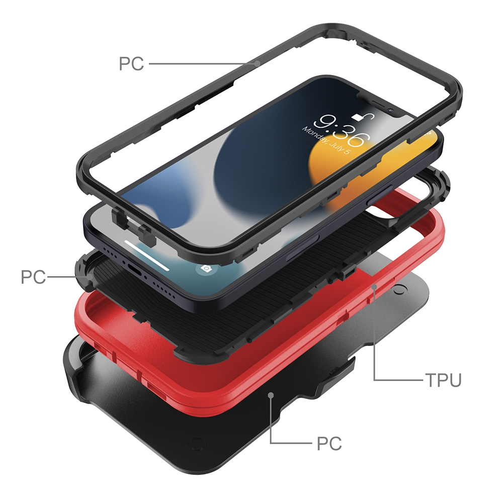 Shockproof Robot Armor Hard Plastic Case with Belt Clip for iPhone 12 / 13 mini-Navy