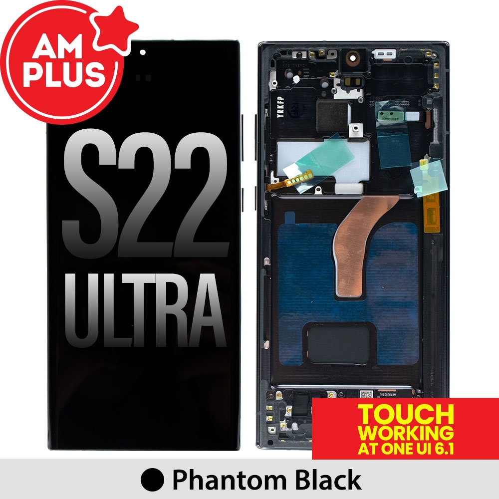 Samsung Galaxy S22 Ultra 5G G908B AMPLUS OLED Screen Replacement Digitizer with Frame-Phantom Black(