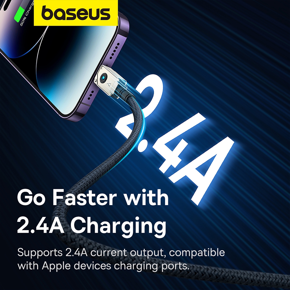 Baseus Unbreakable Series Fast Charging Data Cable USB to iP 2.4A 1m-Black