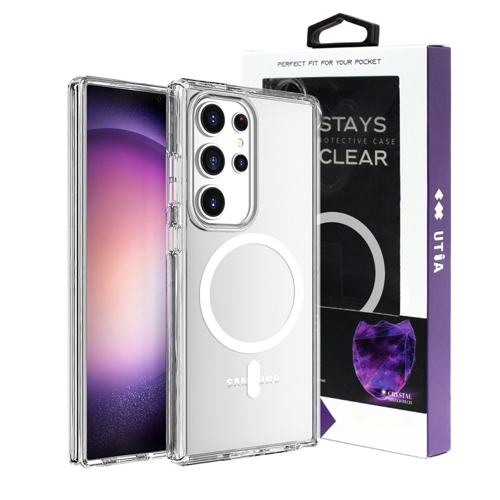 UTIA Shockproof Transparent Case Cover With Magnetic Ring for Samsung Galaxy S26-Transparent
