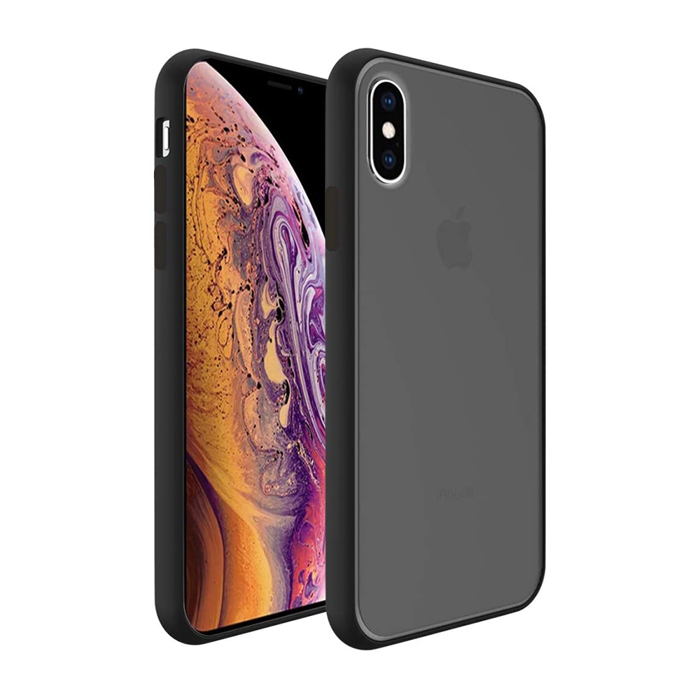 Transparent Frosted PC Colorful TPU Bumper Case for iPhone XR-Navy