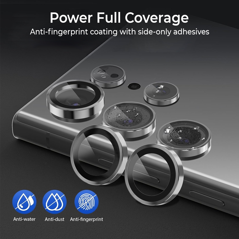 Kinglas Metal Ring HD Tempered Glass Camera Lens Protector Film for Samsung Galaxy S25-Grey