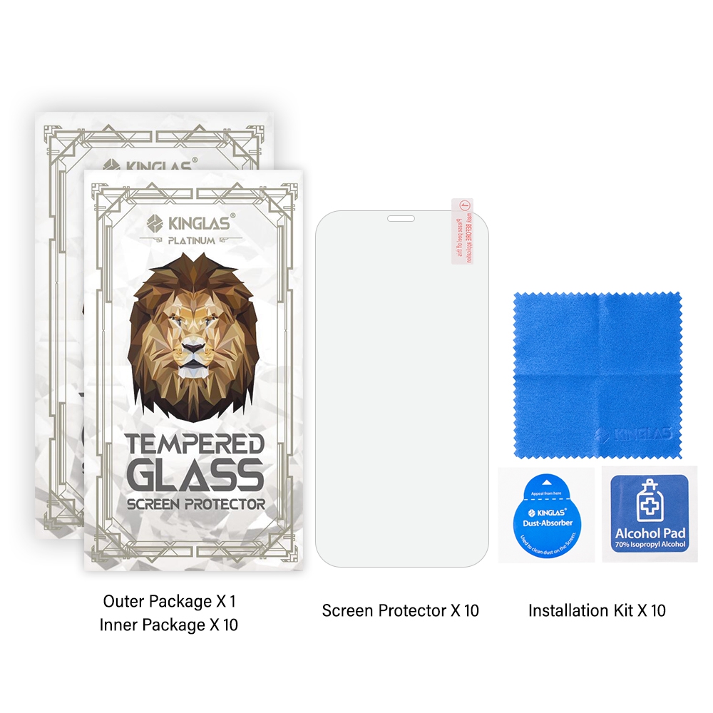 Kinglas 10 Packs Tempered Glass Screen Protector*iPhone 12 mini (Diamond Glass & Japan Glue Upgrade)
