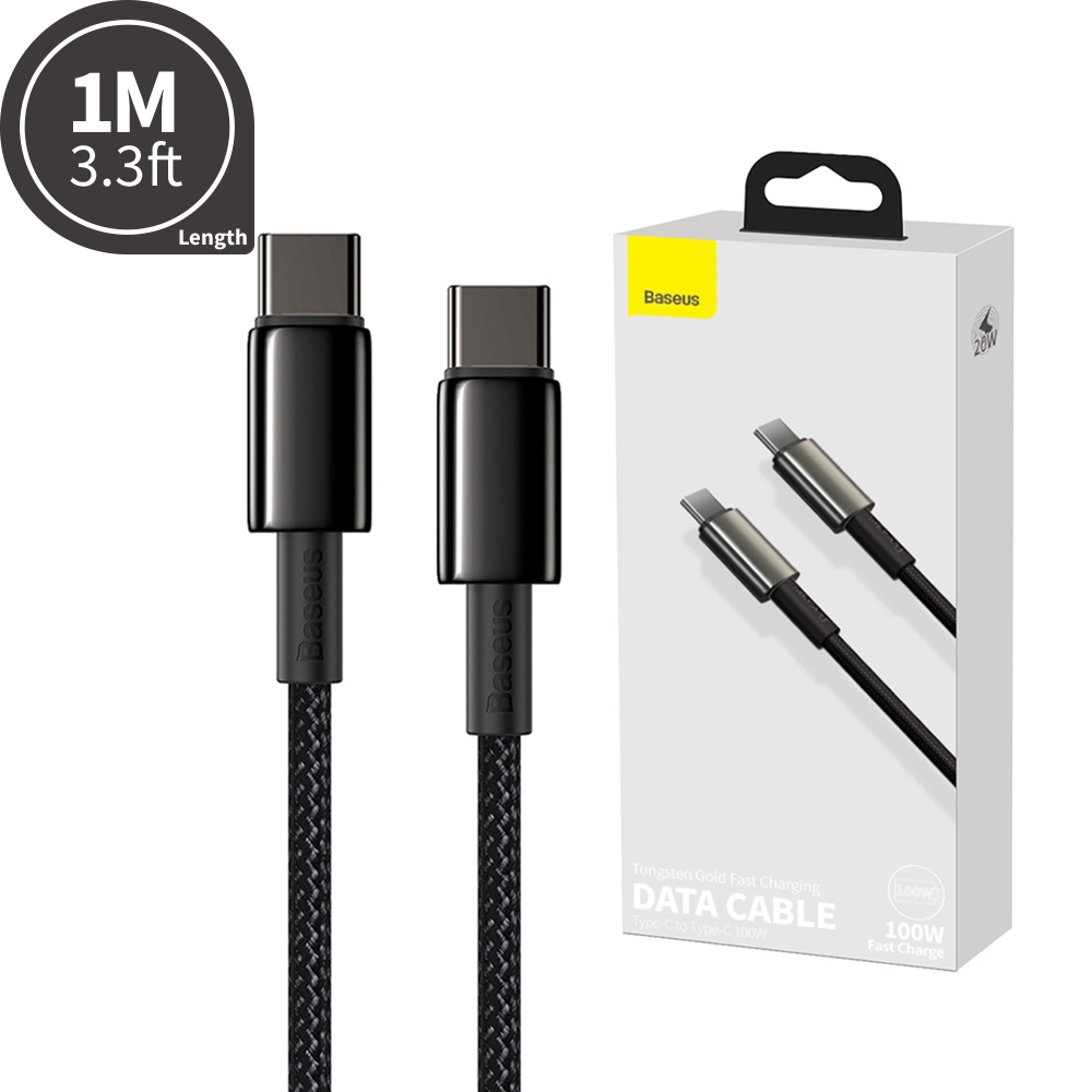 Baseus Tungsten Gold Fast Charging Data Cable Type-C to Type-C 100W 1M Compatible*iPhone 15 16 Series