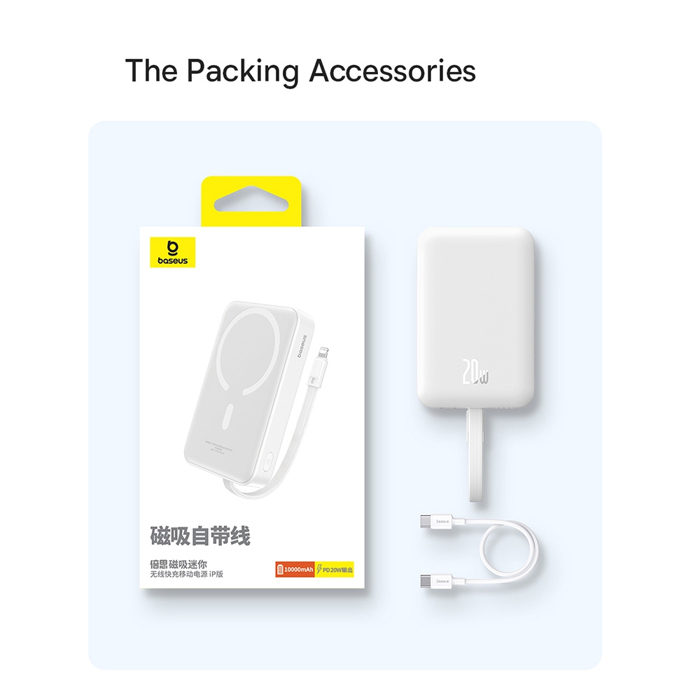 Baseus Magnetic Mini Wireless Fast Charge Power Bank Type-C Edition 10000mAh 30W-White