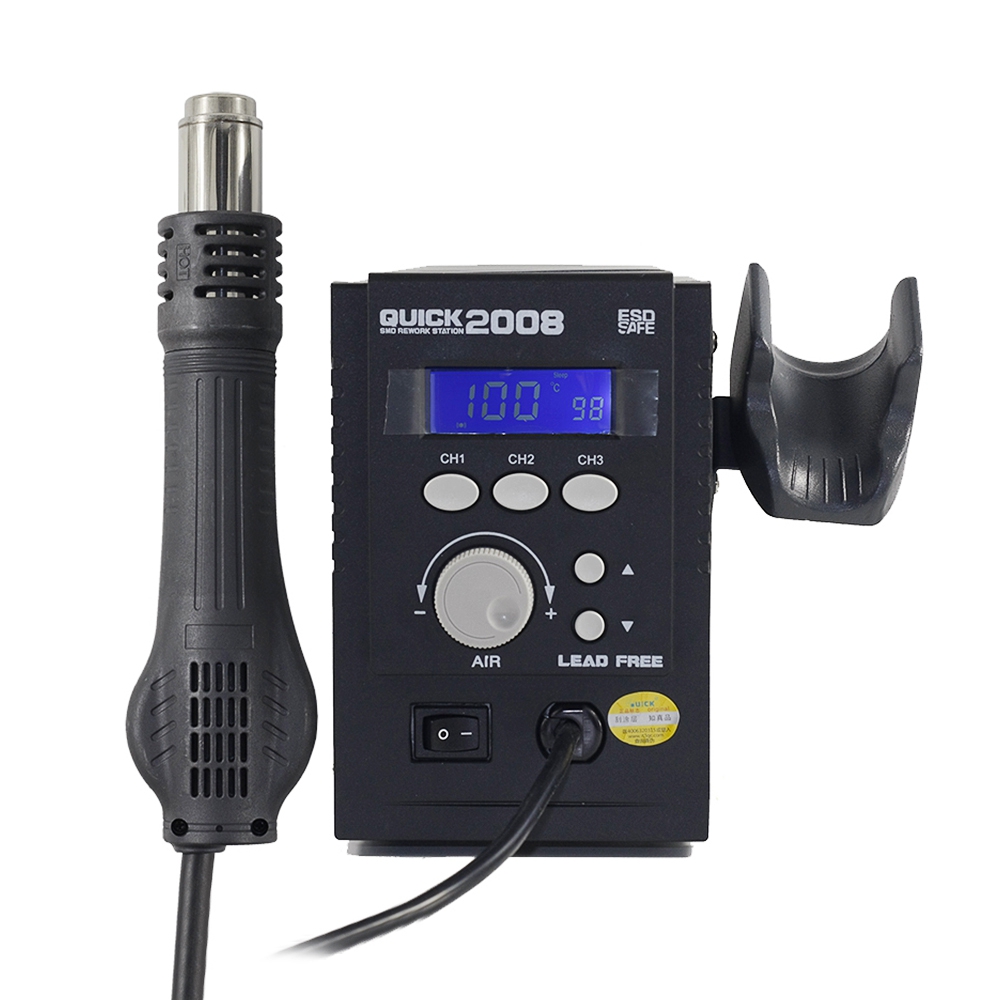 QUICK 2008 ESD Digital Display Heat Gun Welding Rework Soldering Station (Spiral Wind)