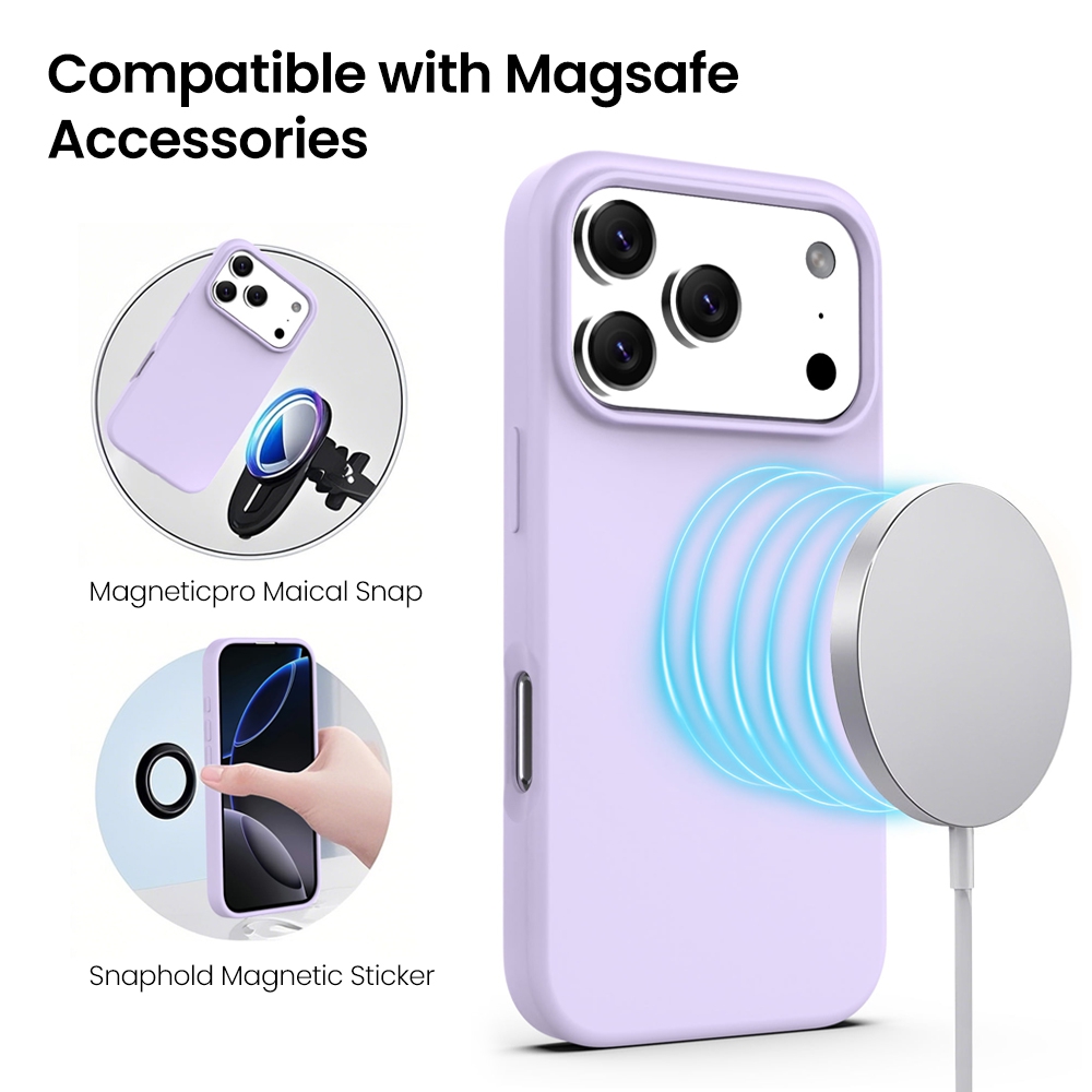 REDEFINE Liquid Silicone Case Cover with Magnetic Ring for iPhone 17 Pro Max Magsafe-Baby Pink