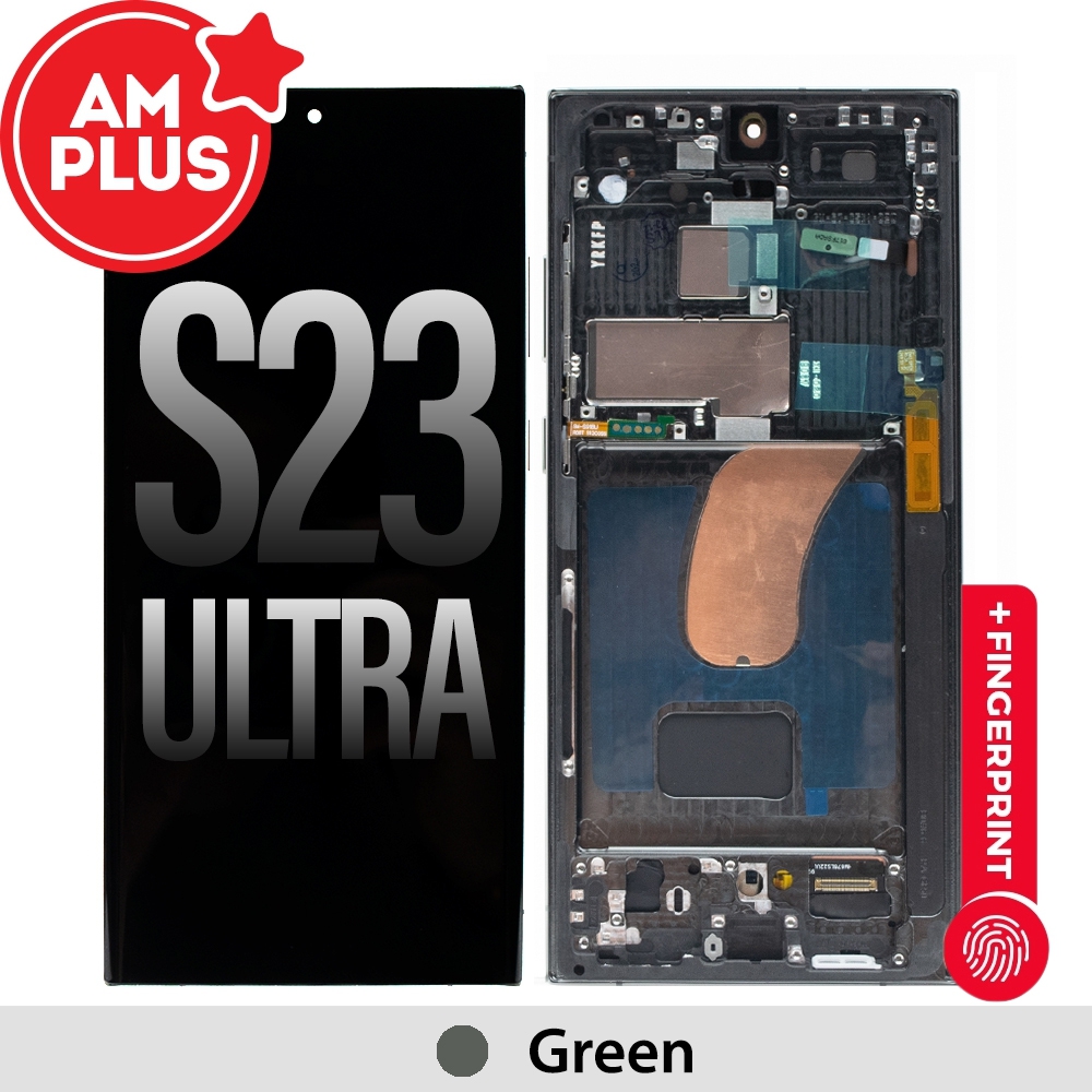 Samsung Galaxy S23 Ultra 5G G918B AMPLUS OLED Screen Replacement Digitizer with Frame-Green (improved edition, no black screen, Do not need recall)