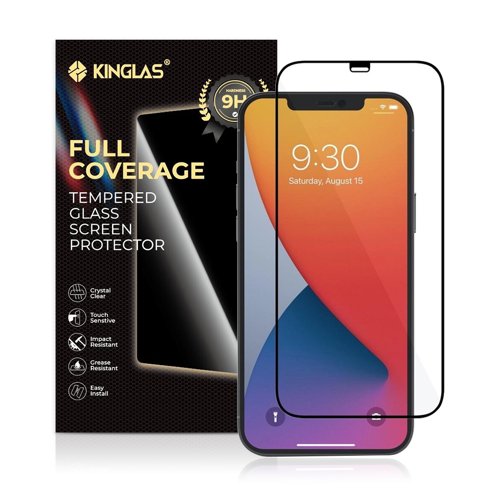 Kinglas 2.5D Full Coverage Silk Printing Black Edge Tempered Glass Screen Protector*iPhone 12 Pro Max