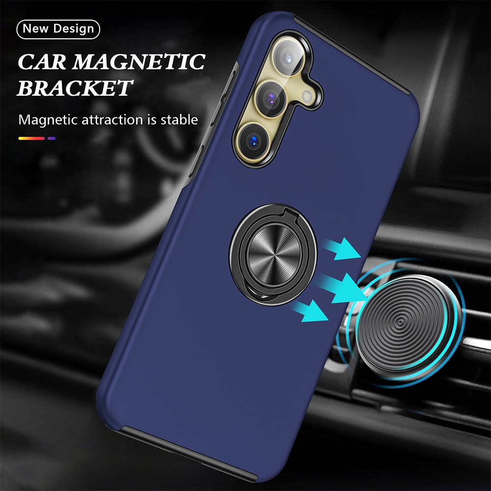 Magnetic Ring Holder Shockproof Cover Case for Samsung Galaxy S24 / S25-Black