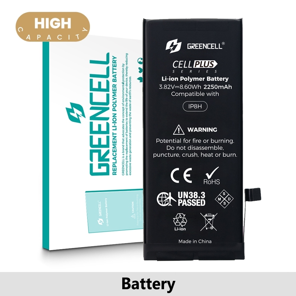 Greencell (High Capacity 2250mAh) iPhone 8 Replacement Battery with Adhesive Strips