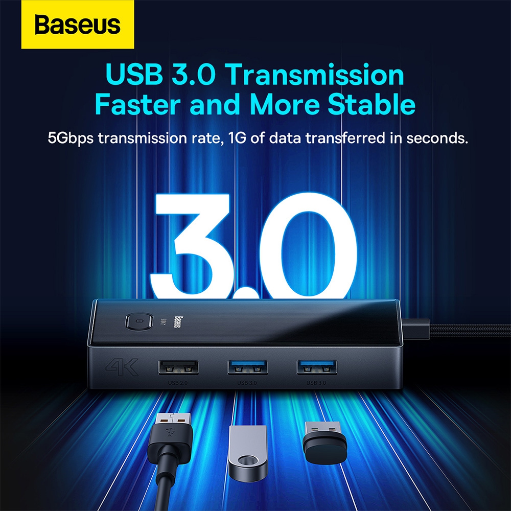 Baseus PioneerJoy 8-Port Type-C HUB Adapter (Type-C to HDMI4K@60Hz*1+USB3.0*2+USB2.0*1+PD*1+RJ45*1+SD/TF*1)