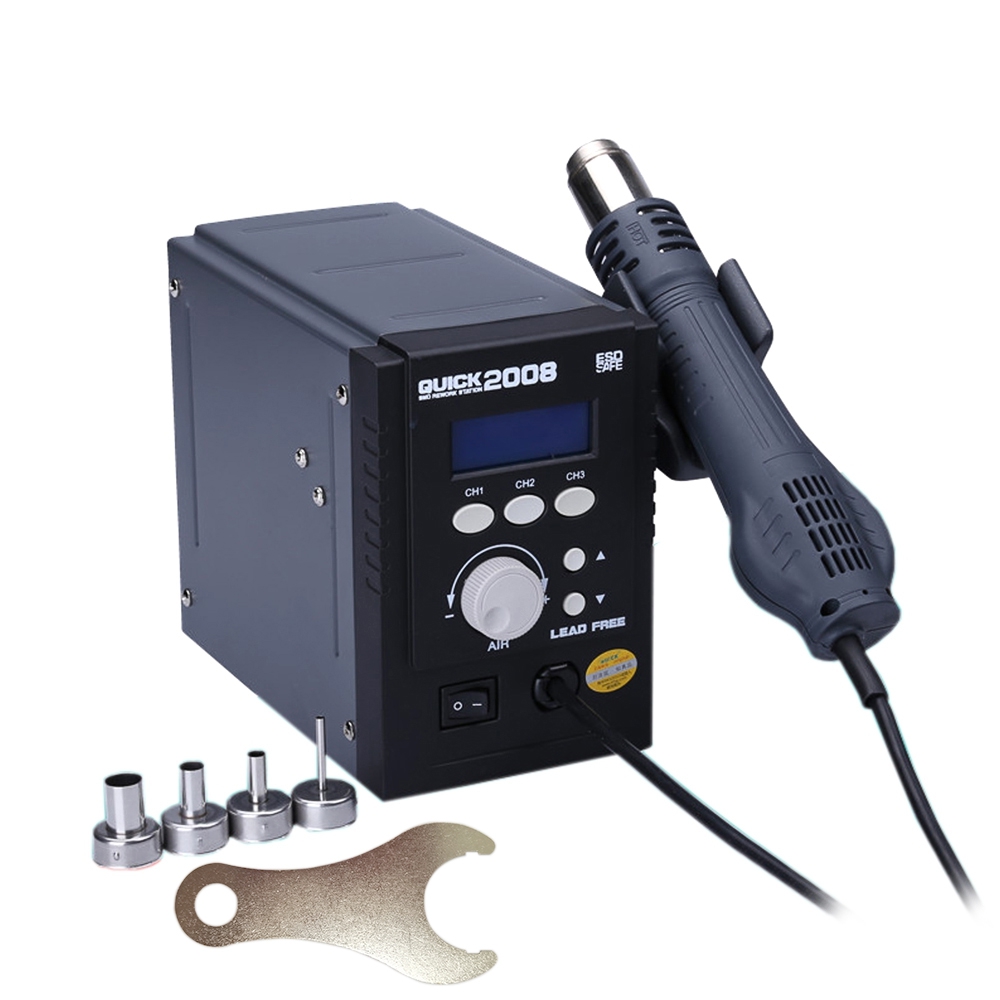 QUICK 2008 ESD Digital Display Heat Gun Welding Rework Soldering Station (Spiral Wind)