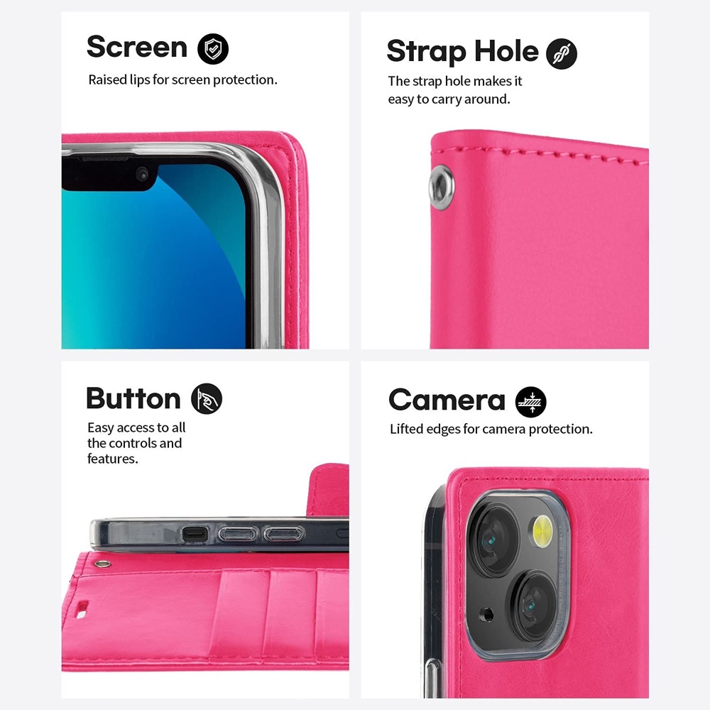 Mercury Bluemoon Diary Case for iPhone 15 Plus-Wine