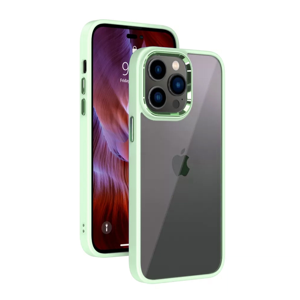 Metal Camera Lens Protection Clear PC Shockproof Case Cover for iPhone 14-Wine