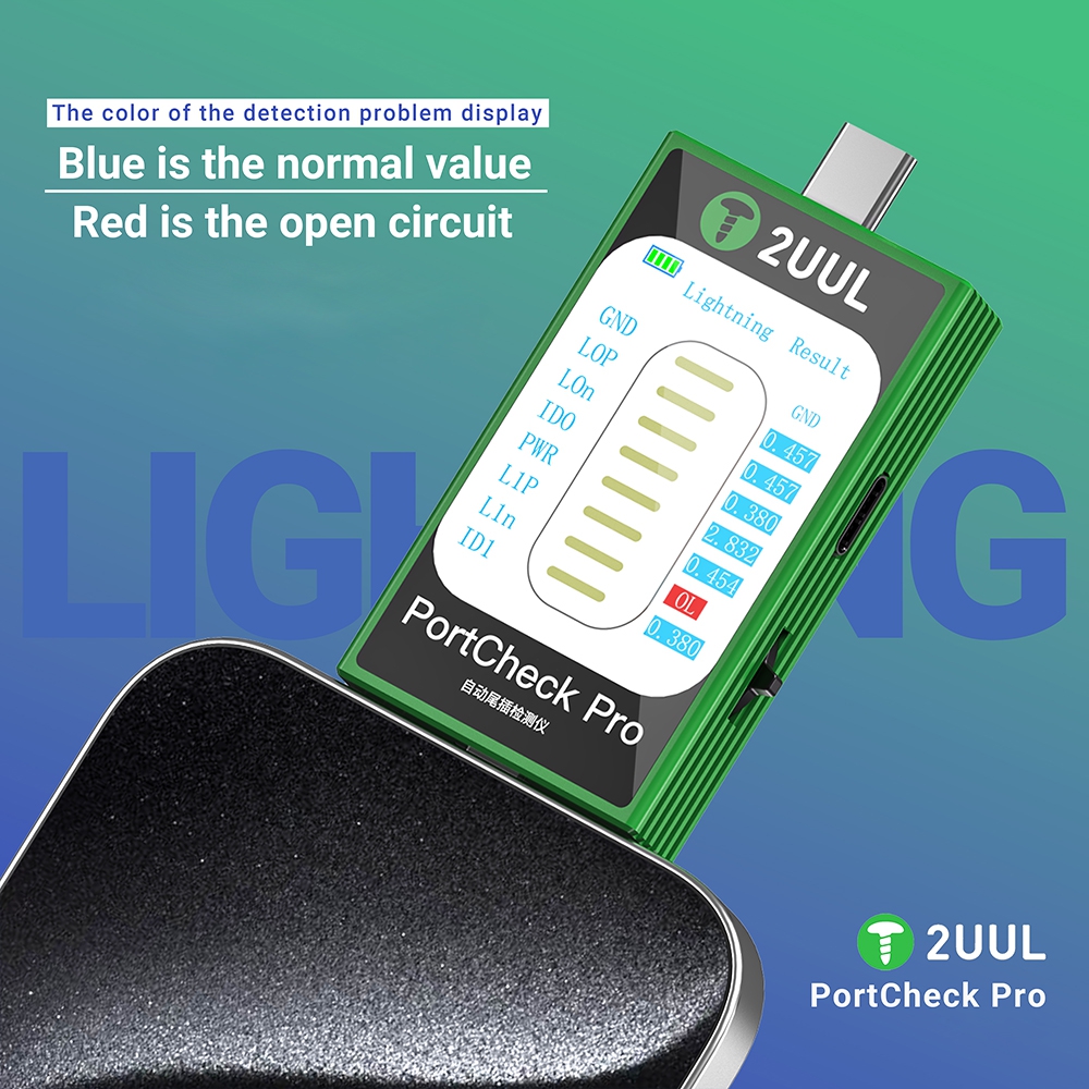 2UUl PW31 PortCheck Pro 5V / 2A Type-C / Lighting Interface Automatic Tail Plug Detector