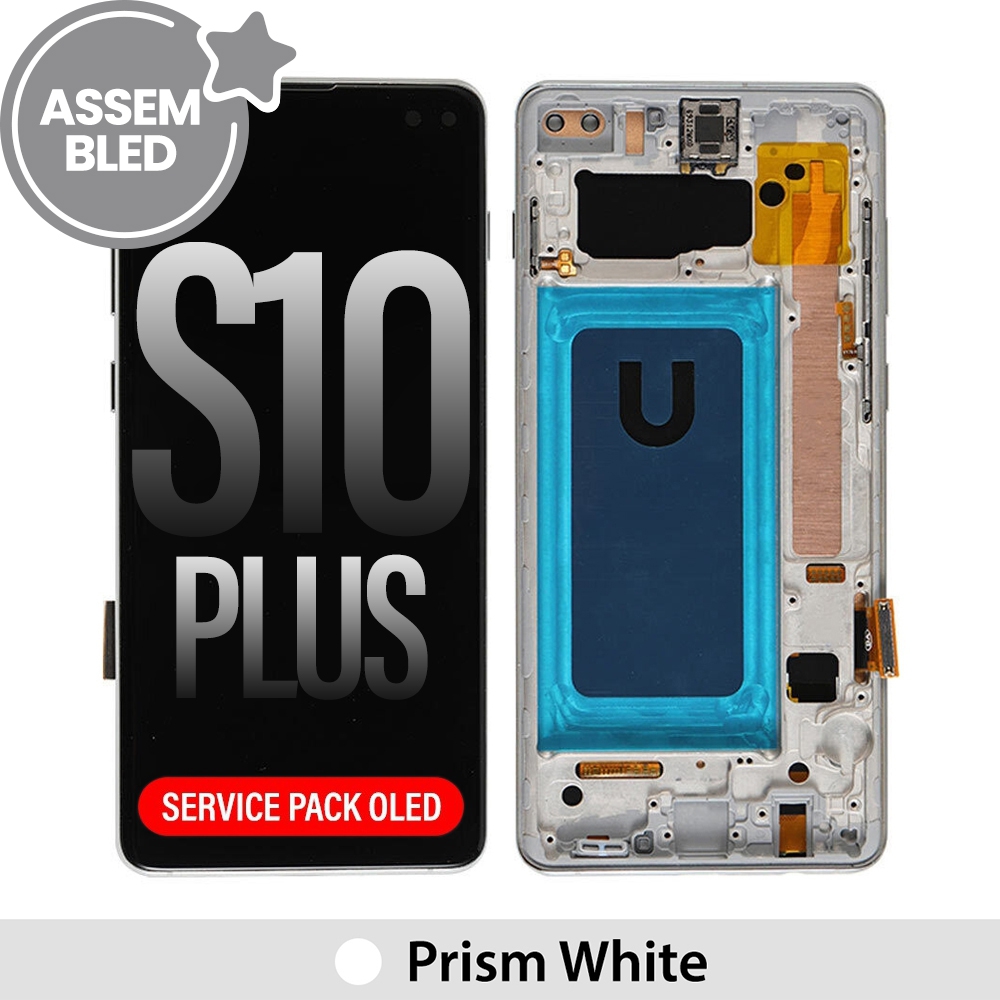 ASSEMBLED OLED Screen Replacement with Frame for Samsung Galaxy S10 Plus G975F-Prism White