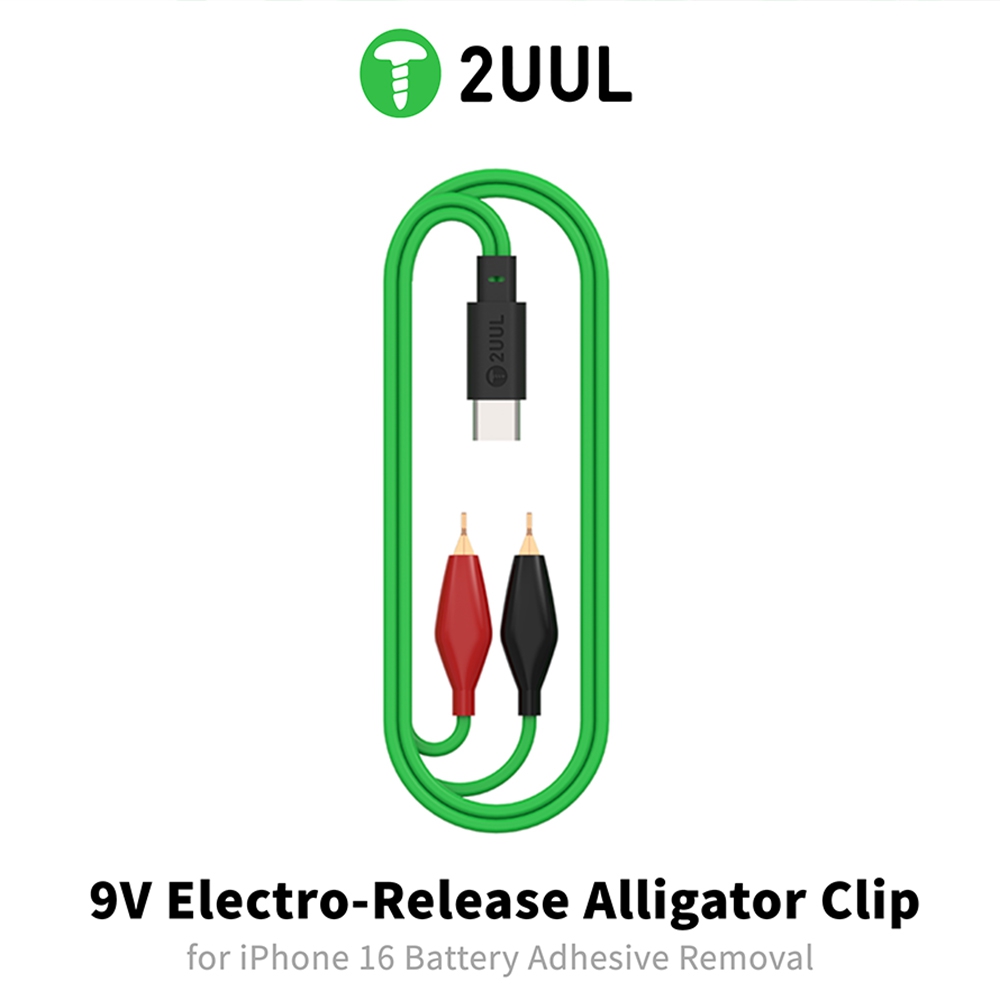 2UUL PW03 9V Electro-Release Alligator Clip with Type-C Port*iPhone 16 Battery Adhesive Removal