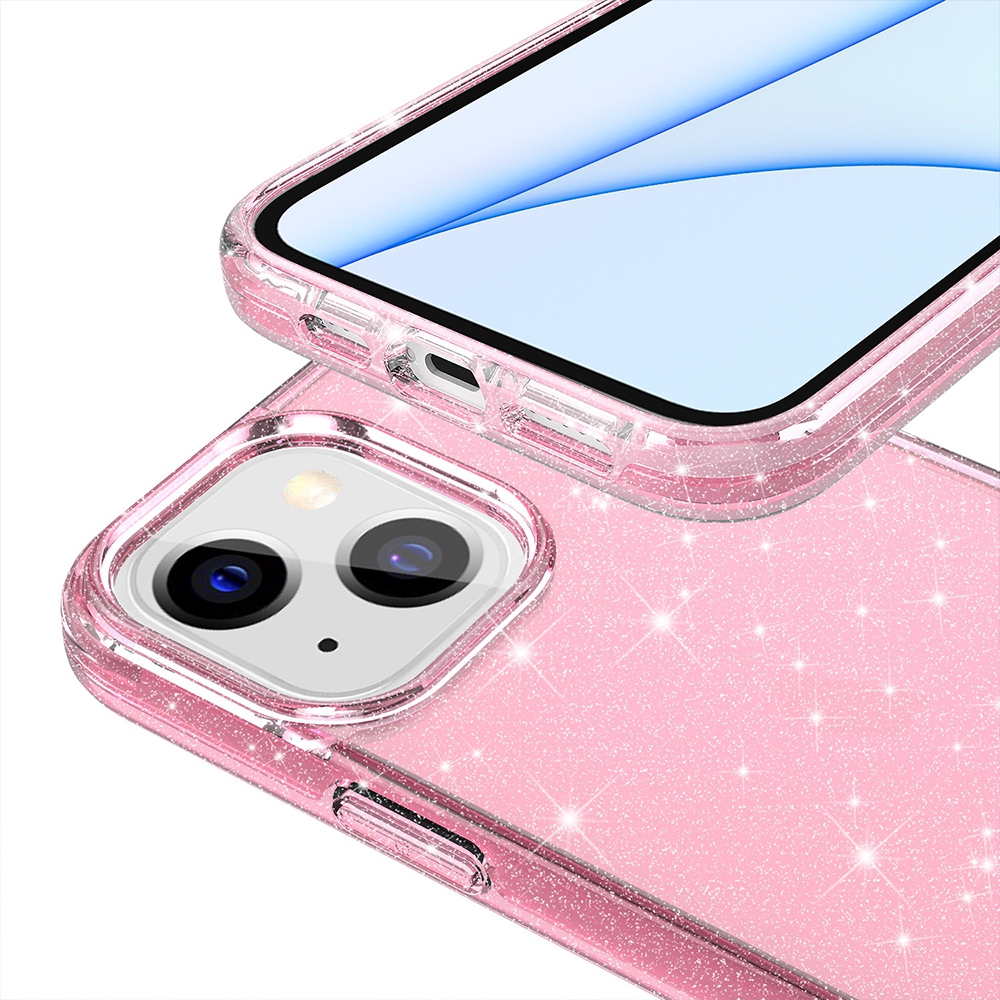 Ultimate Glitter Shockproof Case Cover for iPhone 14-Clear Pink