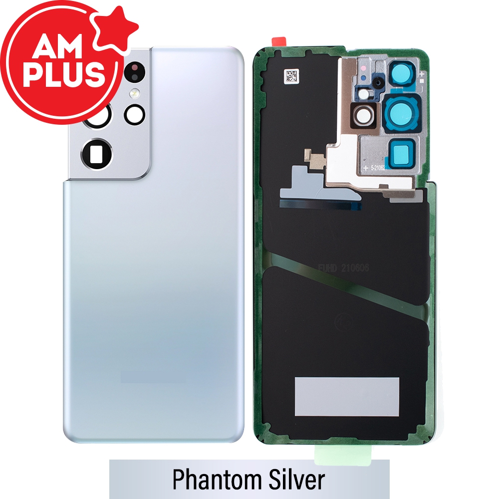 AMPLUS Rear Cover Glass For Samsung Galaxy S21 Ultra G998-Phantom Silver