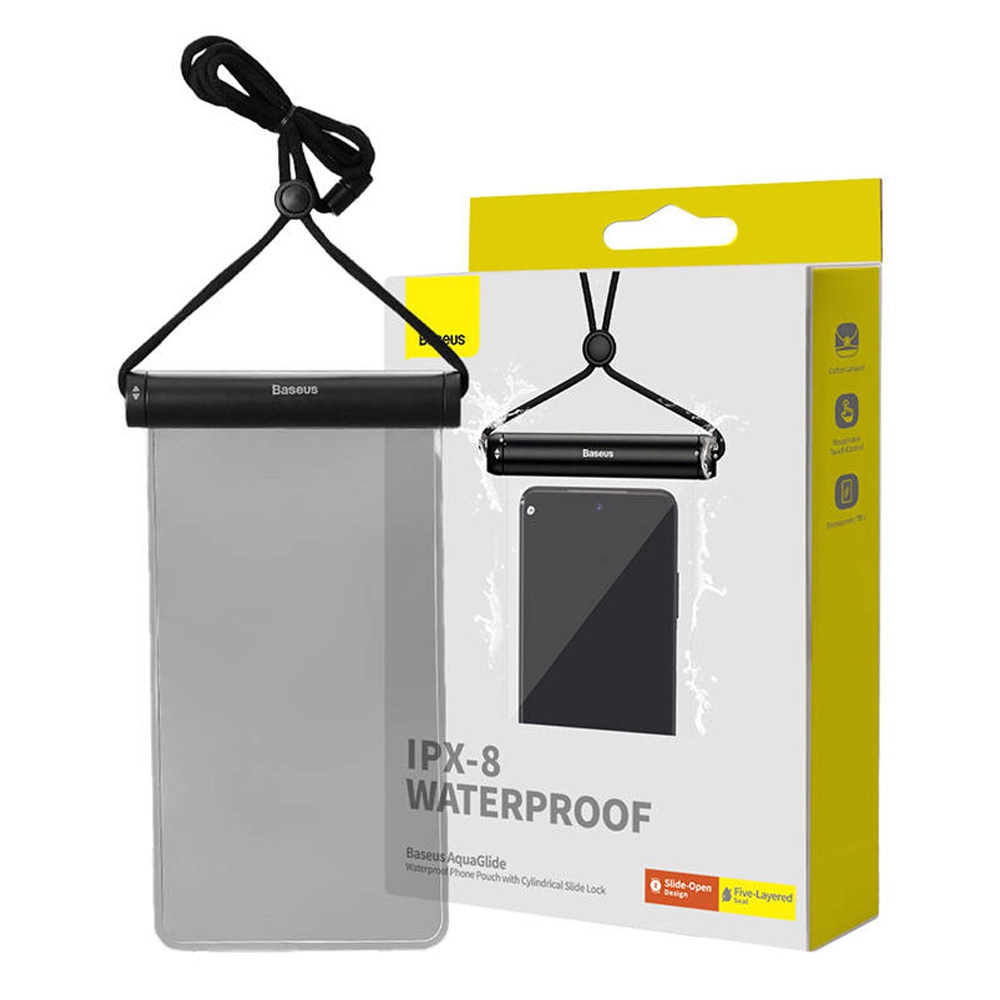 Baseus AquaGlide Waterproof Phone Pouch with Cylindrical Slide Lock-Black