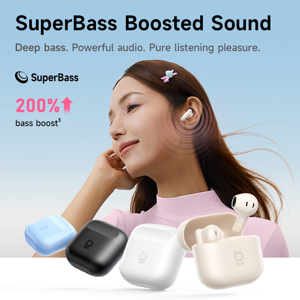 Baseus Bass BS2 Lite Wireless Earbuds-White
