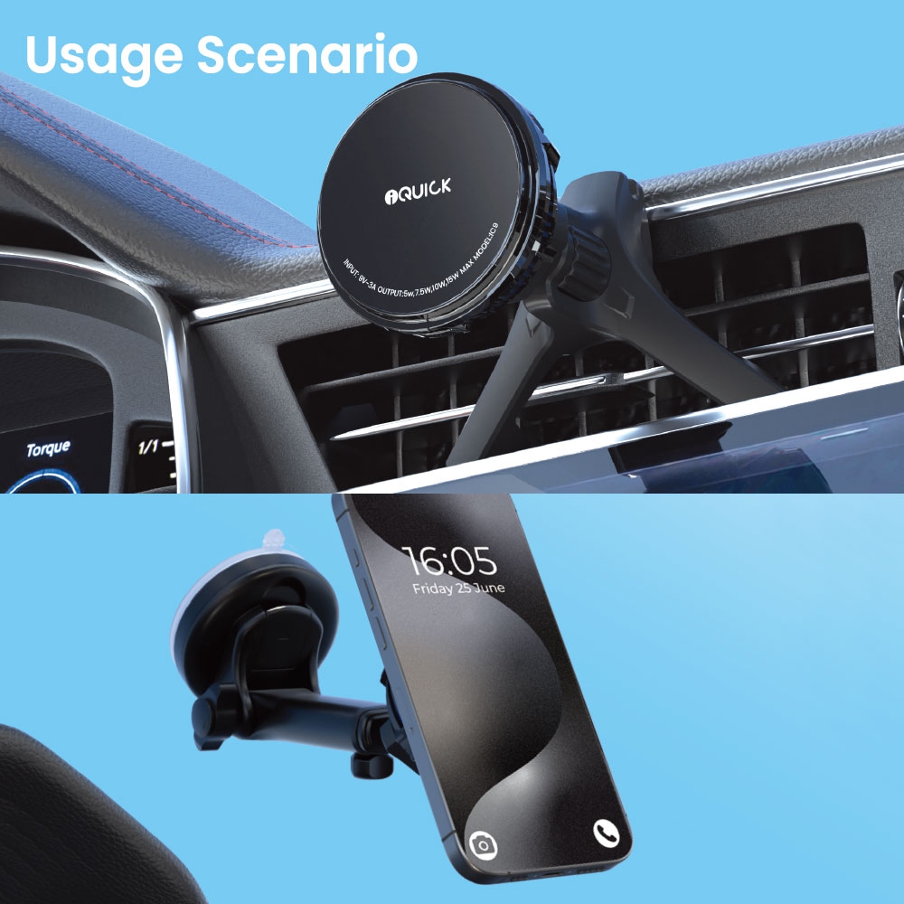 iQuick Magnetic Car Mount Charger with Cooling Semiconductor Radiator IC9 COOLGEAR 15W (IQUICK-C9)