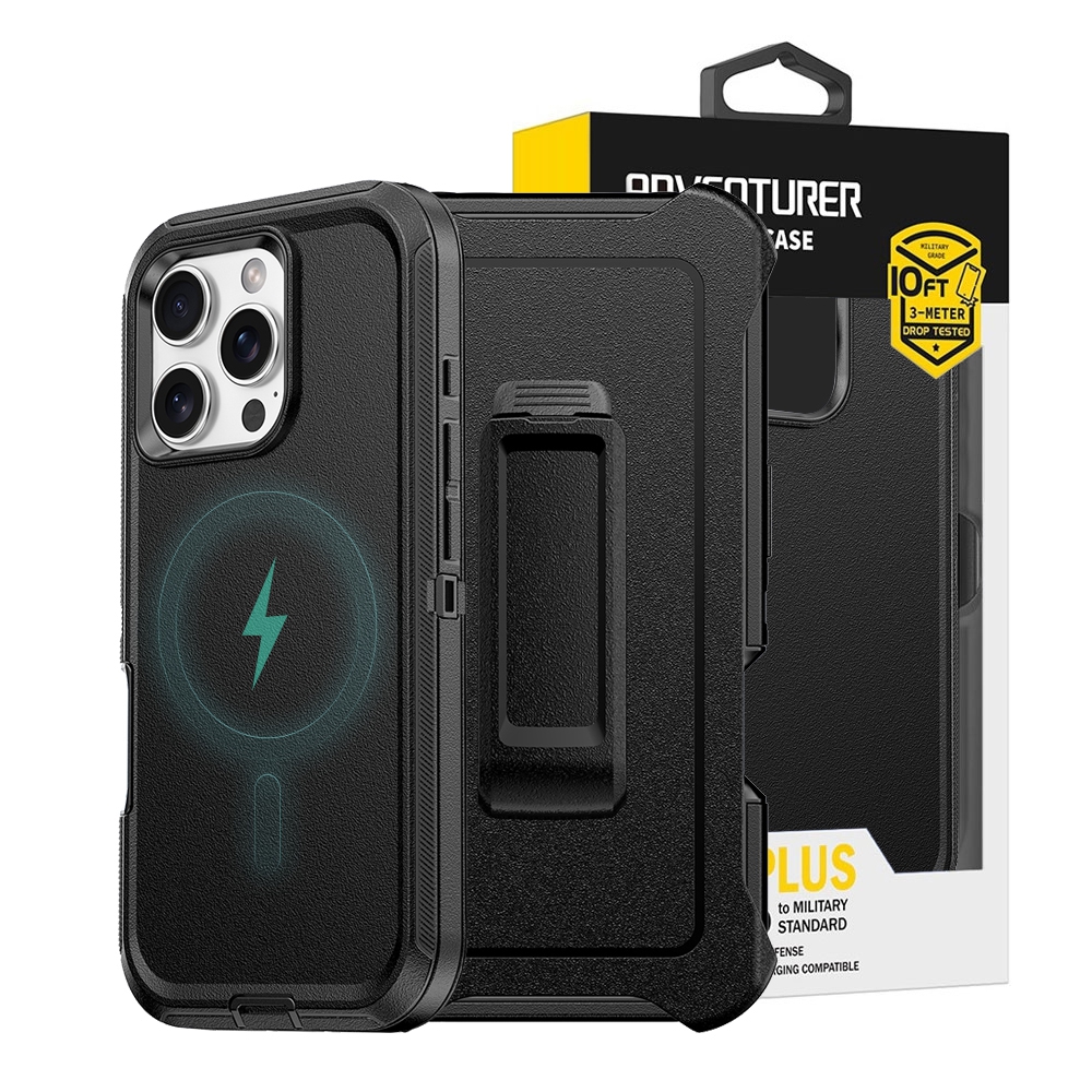 iPhone 16 Pro Shockproof Robot Armor Hard Plastic Case Cover With Magnetic Ring With Belt Clip 