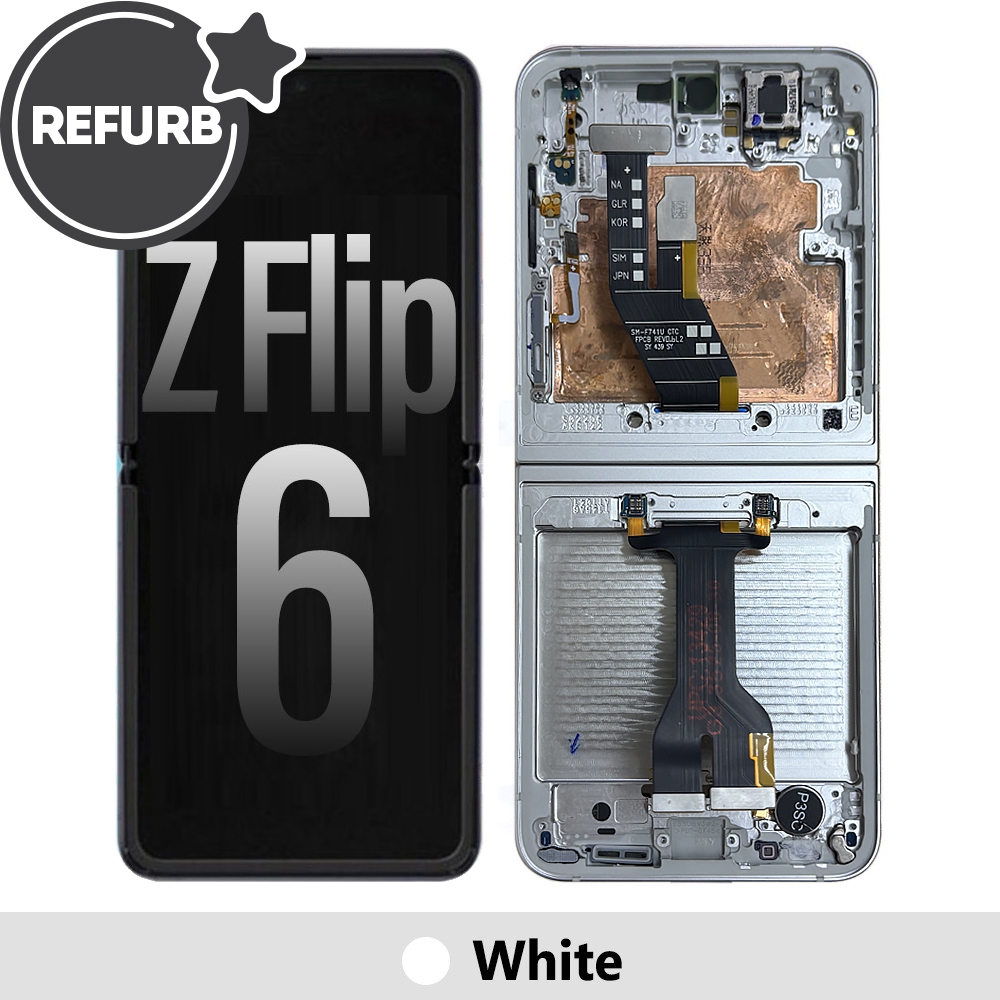 REFURB OLED Screen Replacement with Frame for Samsung Galaxy Z Flip6 5G F741B -White