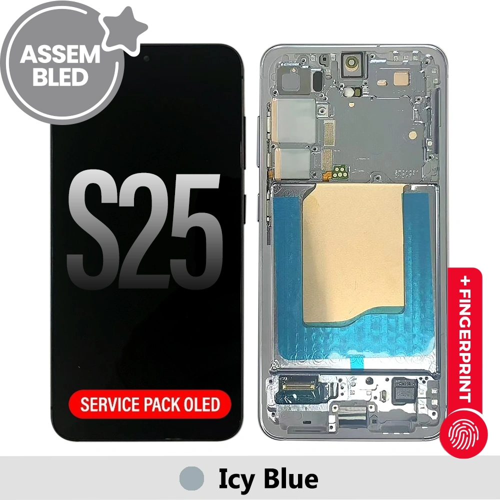 ASSEMBLED OLED Screen Replacement for Samsung Galaxy S25 S931B-Icy Blue (SERVICE PACK SCREEN BUT REFURBISH FRAME ASSEMBLED BY CRAZY)