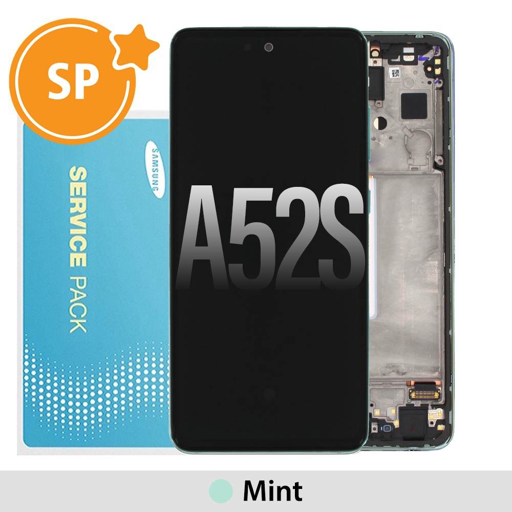 Samsung Galaxy A52s 5G A528 OLED Screen Replacement with Frame GH82- 26863E (Service Pack)-Mint