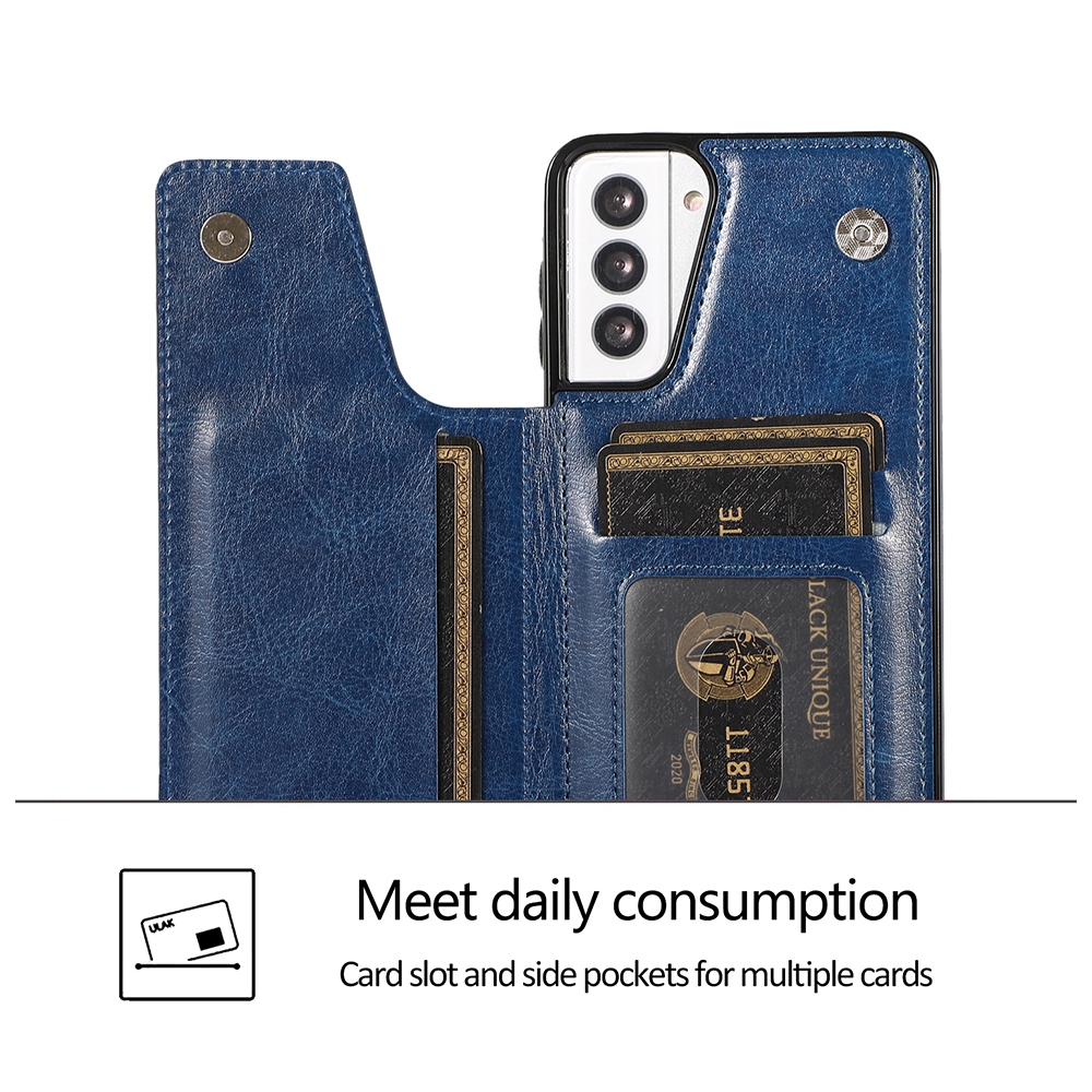 Back Flip Leather Wallet Cover Case for Samsung Galaxy S21 Plus-Brown