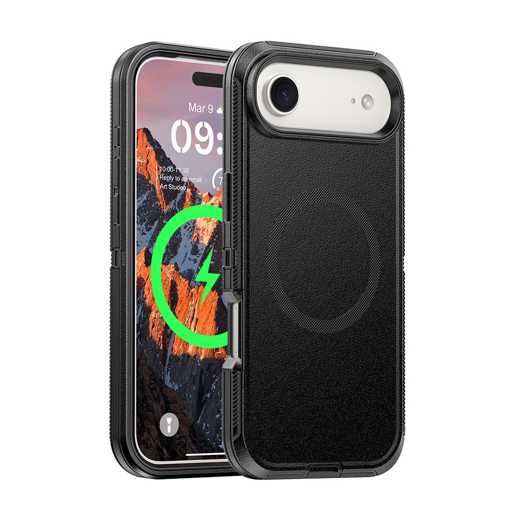 Shockproof Robot Armor Hard Plastic Magsafe Case with Belt Clip for iPhone 17 Air-Navy