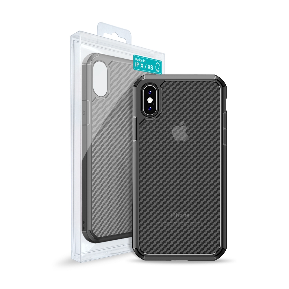 Carbon Fiber Hard Shield Case Cover*iPhone X / XS