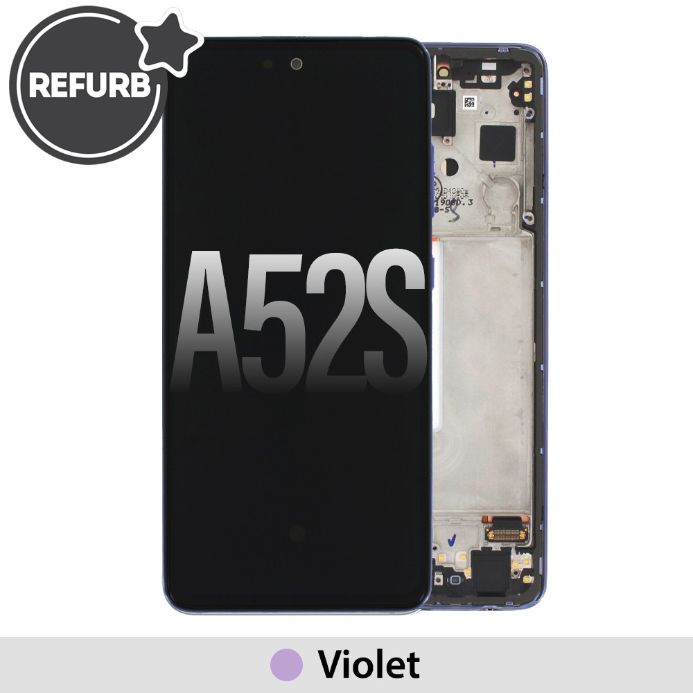REFURB Samsung Galaxy A52s 5G A528B OLED Screen Replacement with Frame GH82- 26863C - Violet