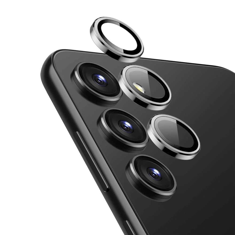 Kinglas Metal Ring HD Tempered Glass Camera Lens Protector Film for Samsung Galaxy S25-Grey