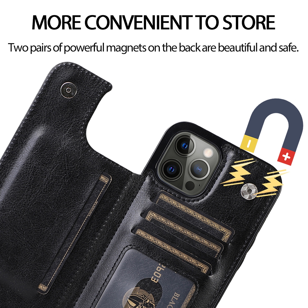 Back Flip Leather Wallet Cover Case for iPhone 14 Pro-Blue