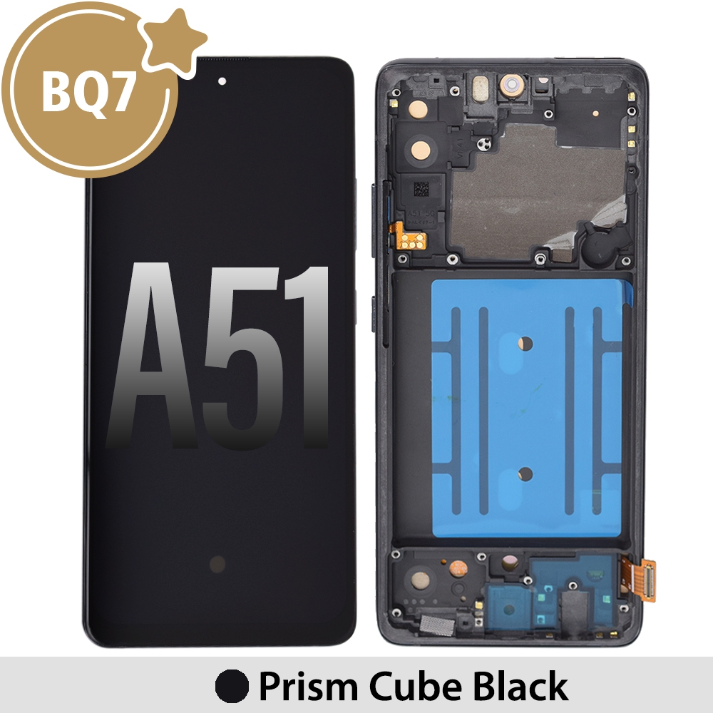 BQ7 OLED Assembly Replacement with Frame for Samsung Galaxy A51 5G A516B / A516F-Prism Cube Black (As the same as service pack, but not from official Samsung)